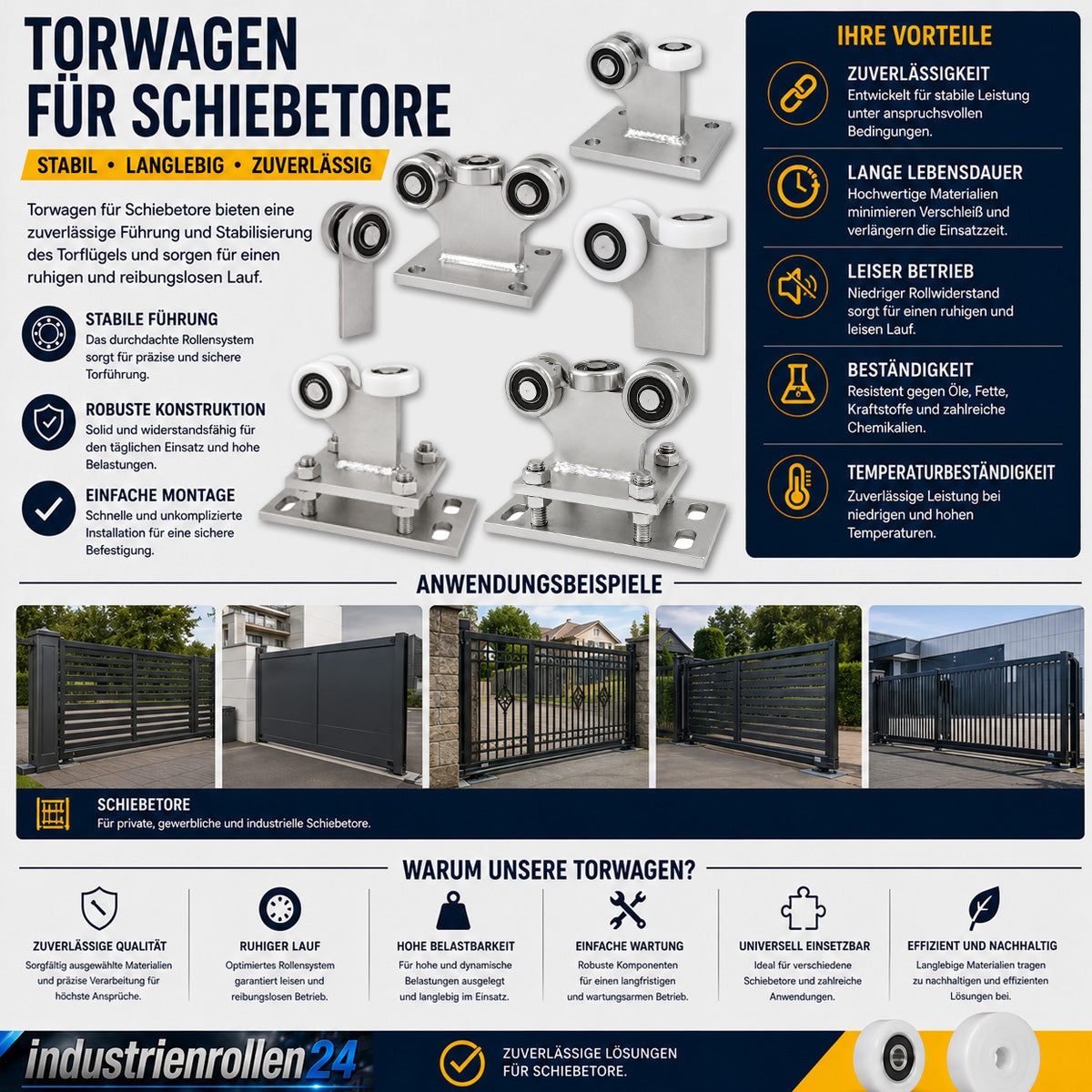 Torwagen für Schiebetore - für Profile 60 x 60 mm - Wandstärke 4 mm: G-5MM-60/4/M16
