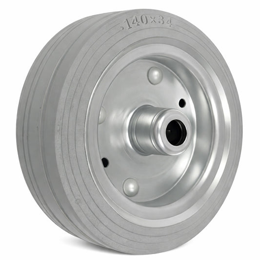 Ersatzrad Ø140 mm – Graues, nicht abfärbendes Vollgummi Industrierad für Transportwagen, Code: 30S