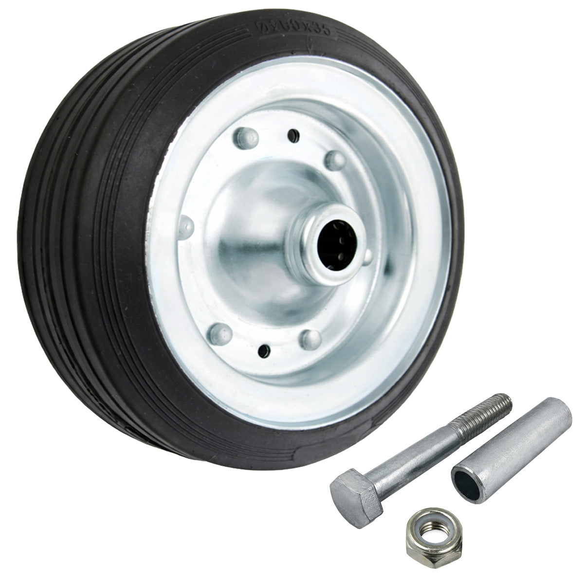 Metall-Gummiräder 200 mm mit Montage-Set – robuste Räder für Transport & Industrie Code: 61