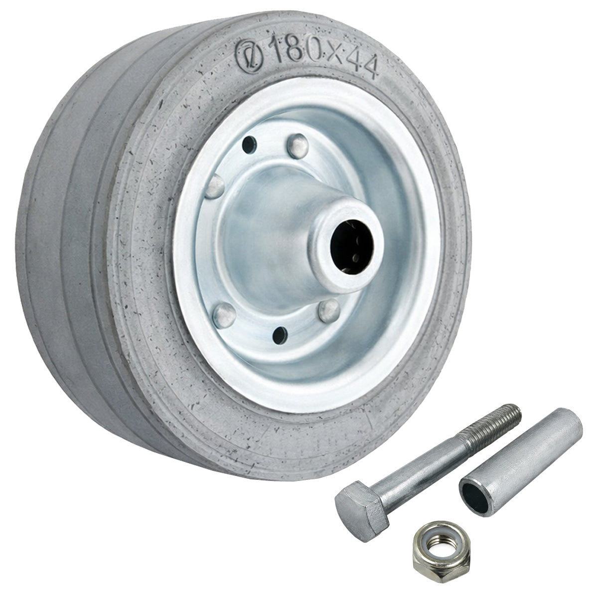 Metall-Gummiräder 180 mm mit Montage-Set – robuste Räder für Transport & Industrie Code: 51S