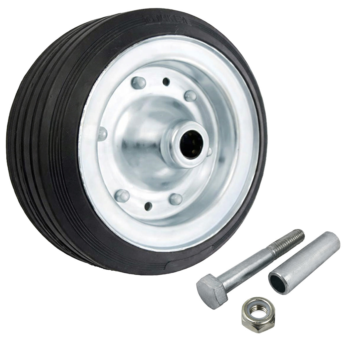 Metall-Gummiräder 200 mm mit Montage-Set – robuste Räder für Transport & Industrie Code: 61R
