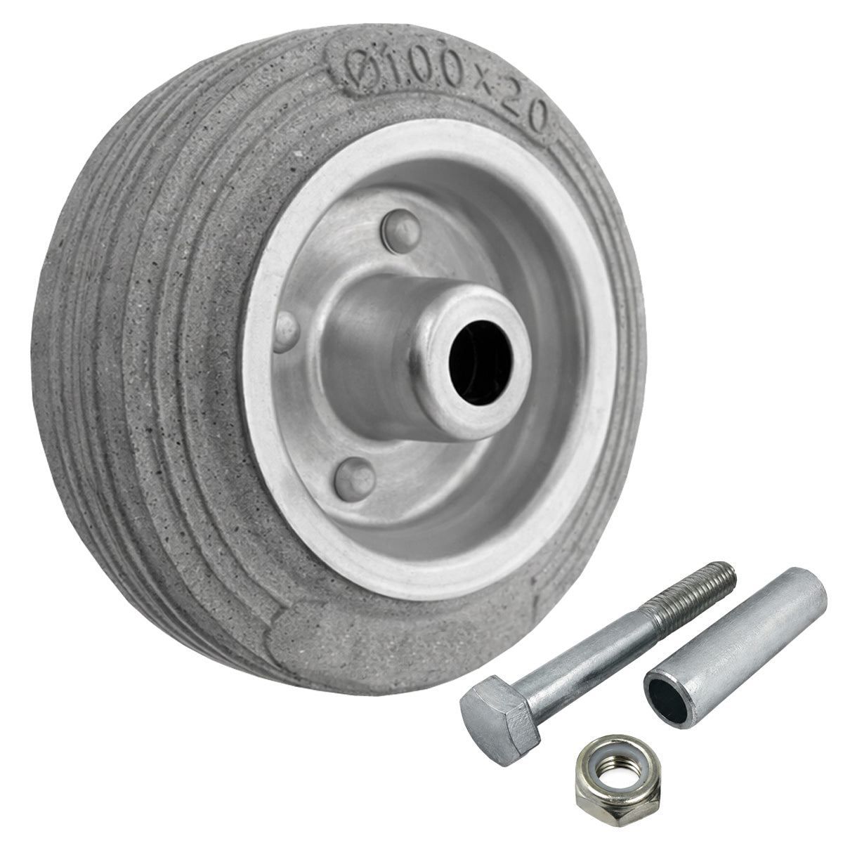 Metall-Gummiräder 100 mm mit Montage-Set – robuste Räder für Transport & Industrie Code: 11S