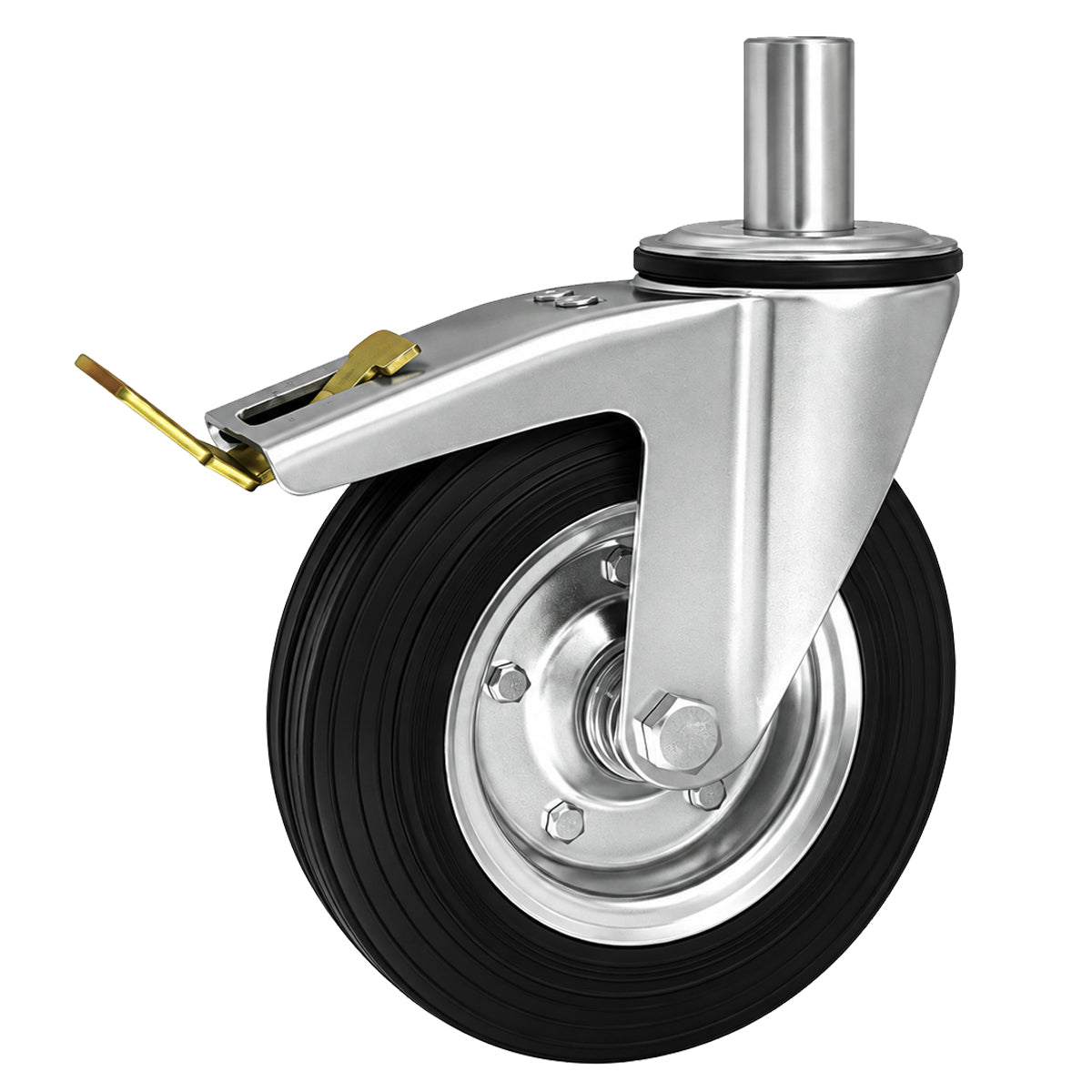 Metall-Gummiräder mit Befestigungsstift und Bremse Lenkrollen  Ø200 mm Code: 66NH*32