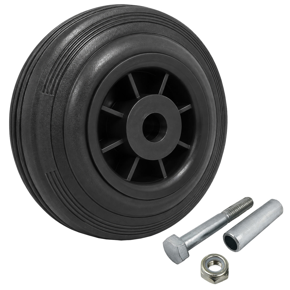 Kunststoff-Gummirrad Ø 125 mm Industrie Gummirad mit Montagesatz Code: 21T
