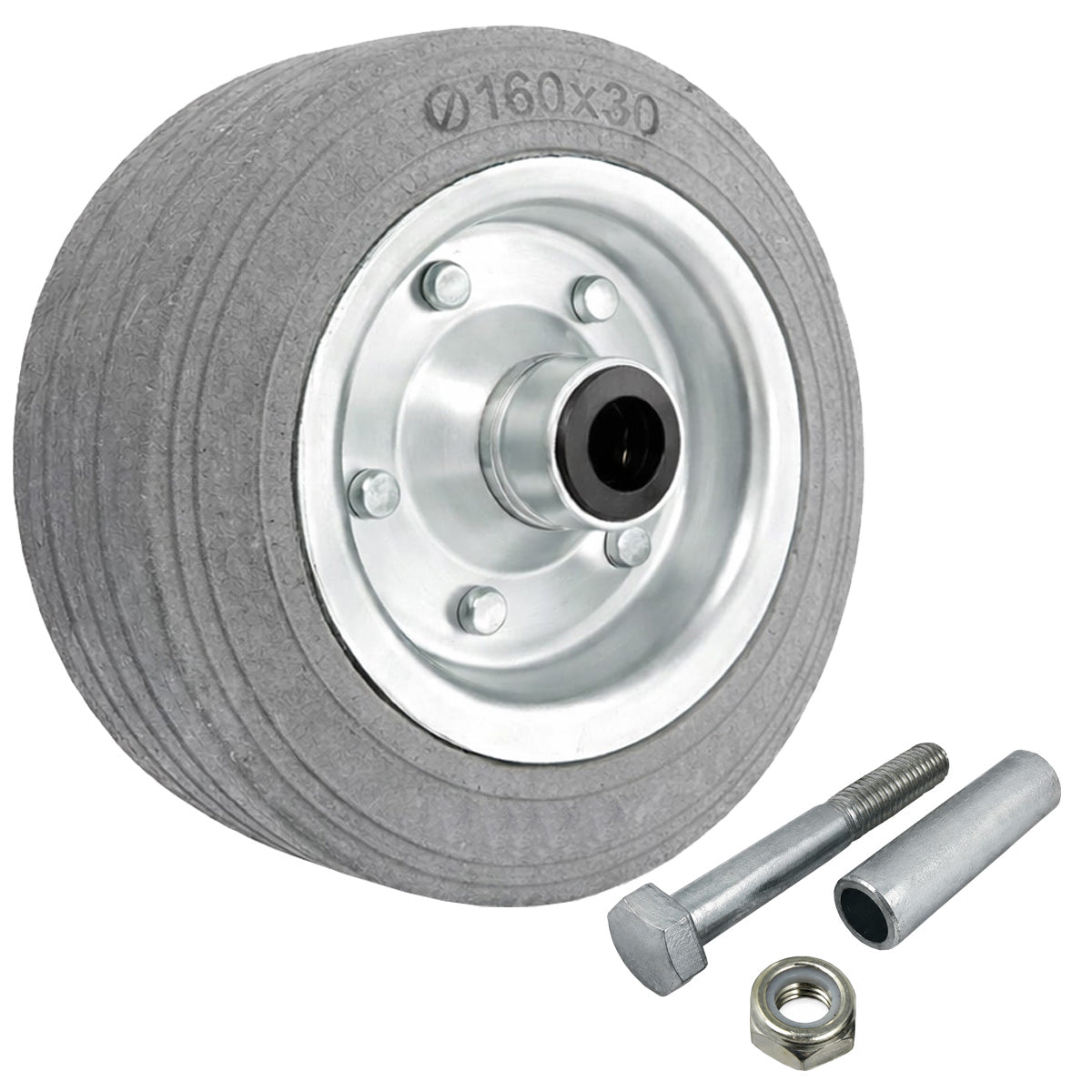 Metall-Gummiräder 160 mm mit Montage-Set – robuste Räder für Transport & Industrie Code: 41S