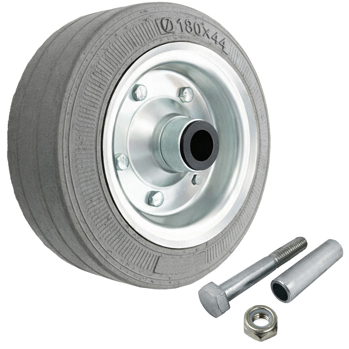 Metall-Gummiräder 180 mm mit Montage-Set – robuste Räder für Transport & Industrie Code: 51NS