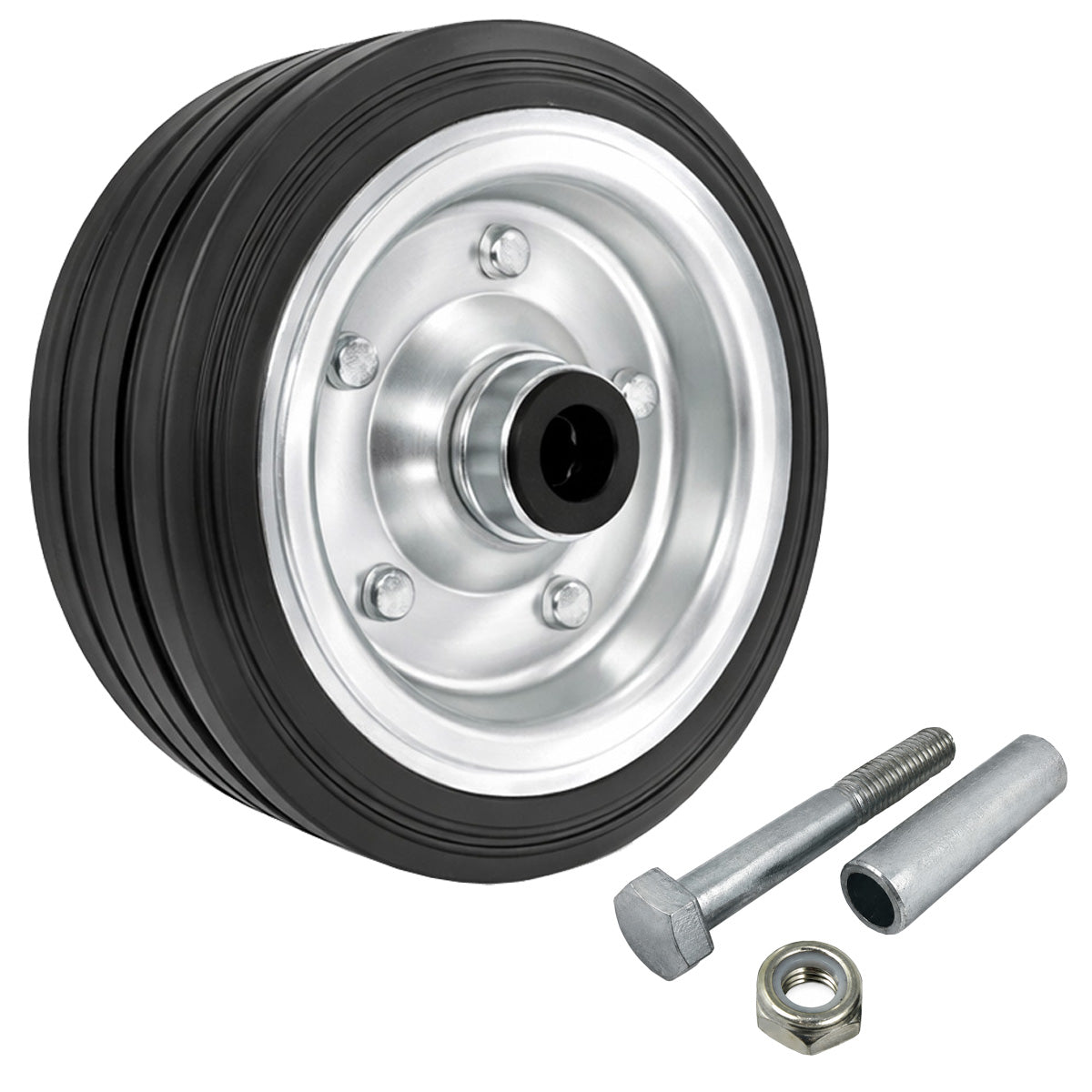 Metall-Gummiräder 160 mm mit Montage-Set – robuste Räder für Transport & Industrie Code: 41