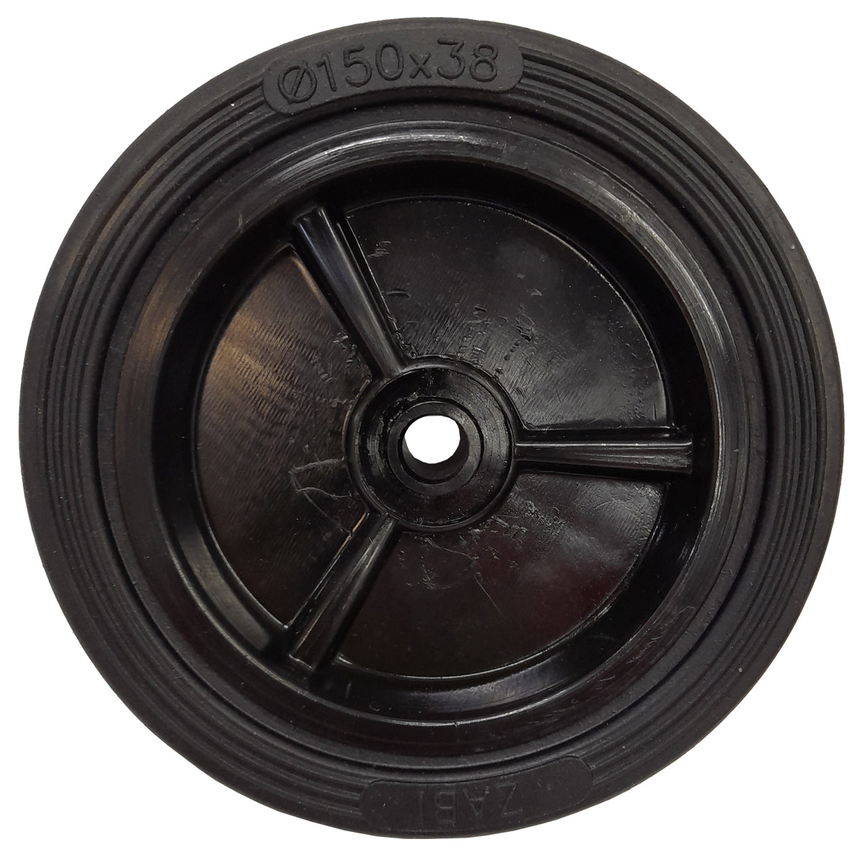 Rasenmäherrad 150 mm – Universal Ersatzrad aus Vollgummi + Montage-Set, Code: K150*M10