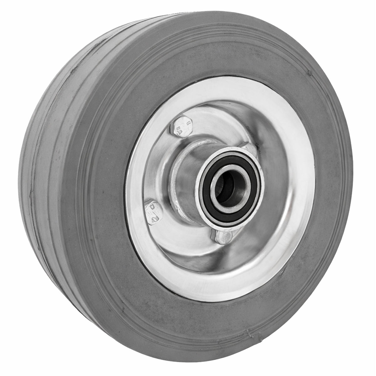 Ersatzrad Ø200 mm – Graues, nicht abfärbendes Vollgummi Industrierad mit 4 x Kugellager für Transportwagen, Code: 60NNSLLLL