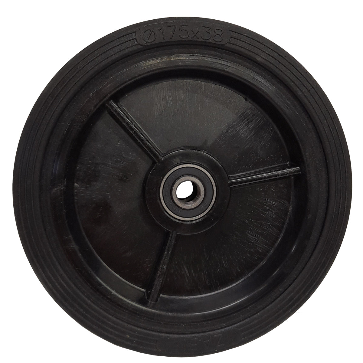 Rasenmäherrad 175 mm – Universal Ersatzrad aus Vollgummi mit Kugellager, Code: K175LL