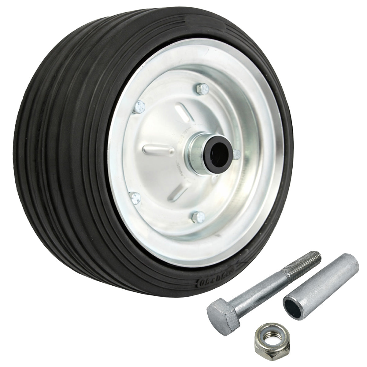 Metall-Gummiräder 250 mm mit Montage-Set – robuste Räder für Transport & Industrie Code: 91