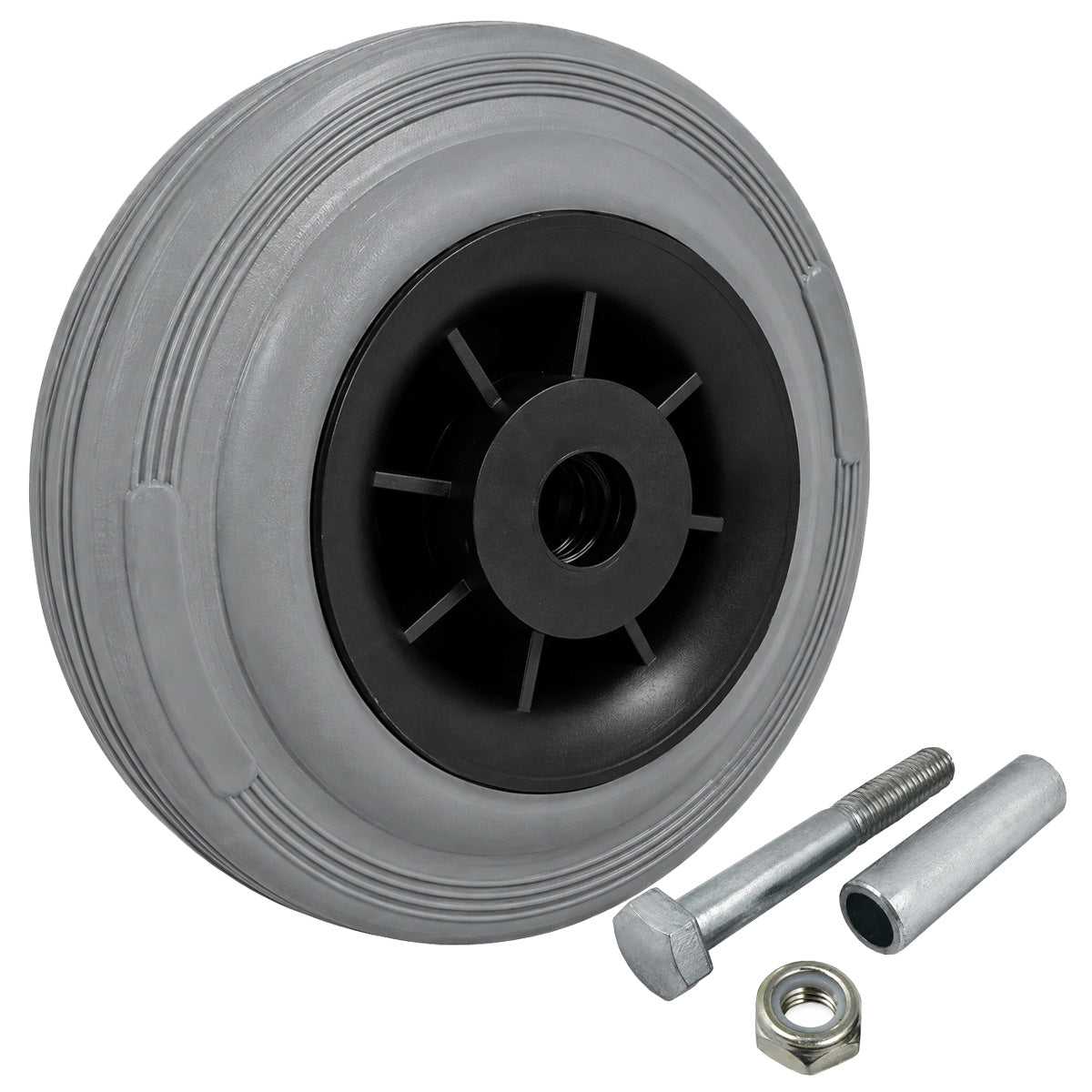Kunststoff-Gummirrad Ø 125 mm Industrie Gummirad mit Montagesatz Code: 21TSX