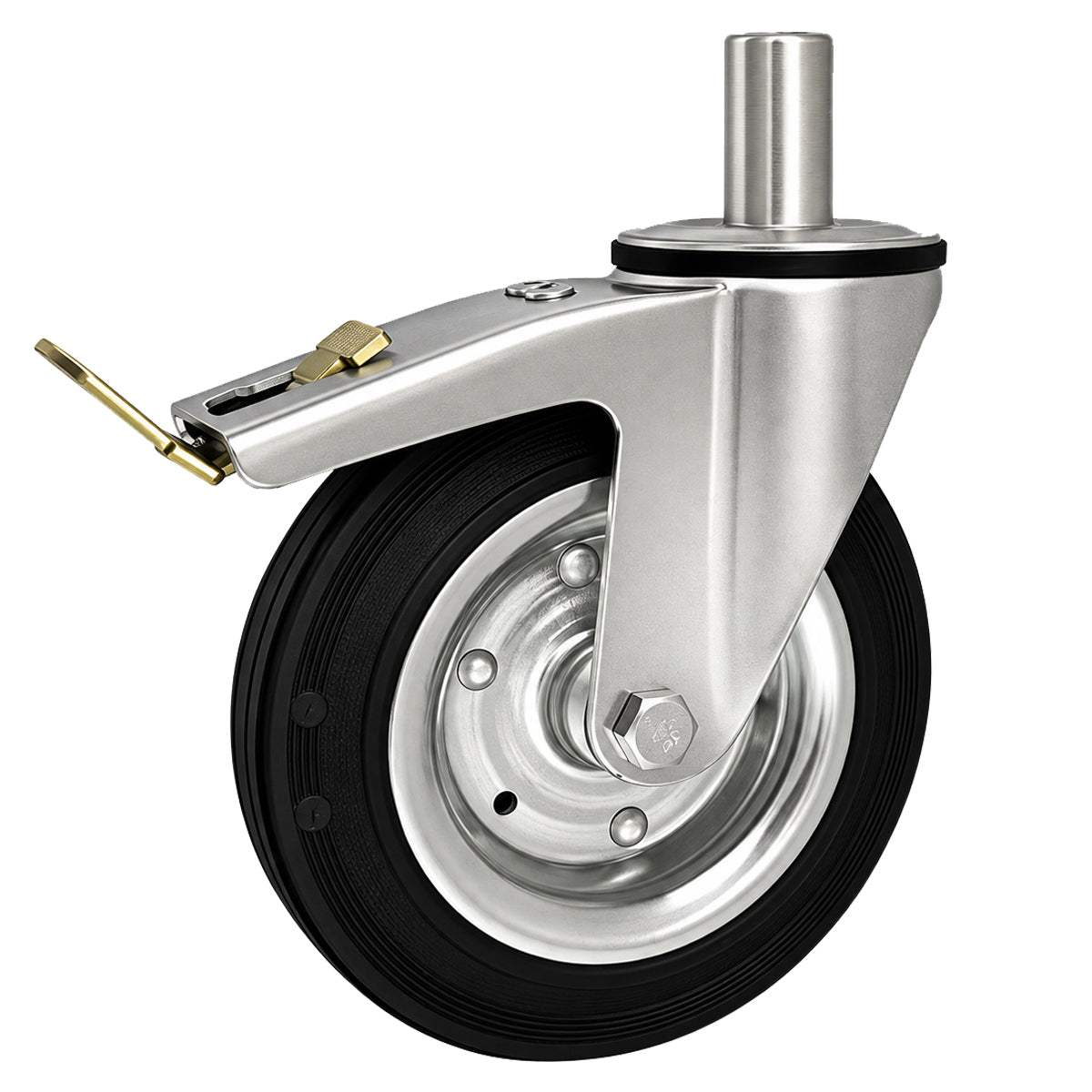 Metall-Gummiräder mit Befestigungsstift und Bremse Lenkrollen  Ø200 mm Code: 66H*32