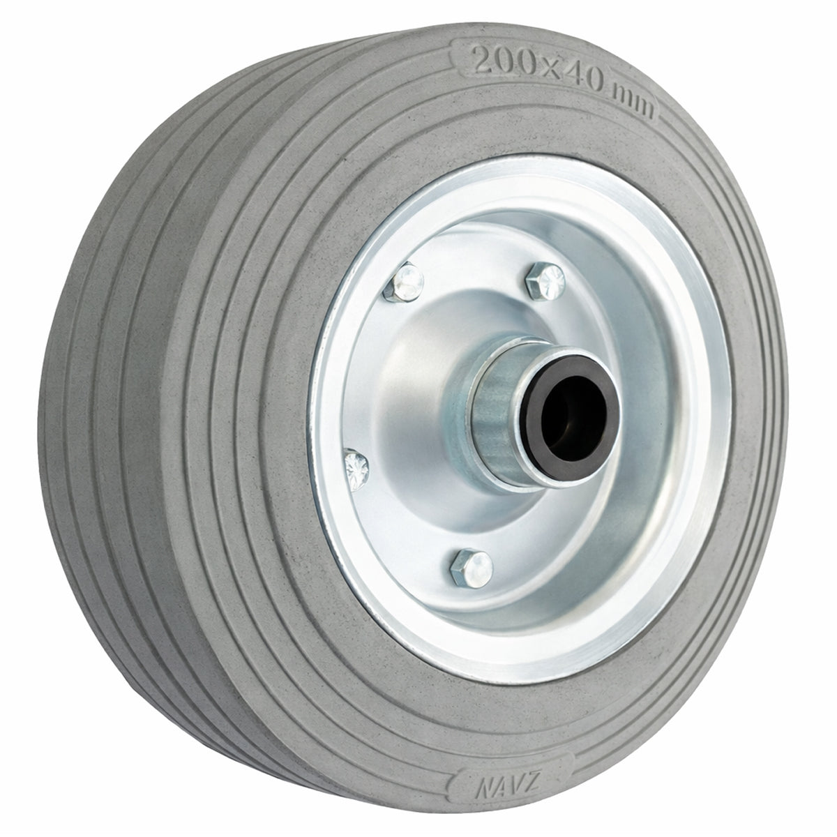 Ersatzrad Ø200 mm – Graues, nicht abfärbendes Vollgummi Industrierad für Transportwagen, Code: 60NS