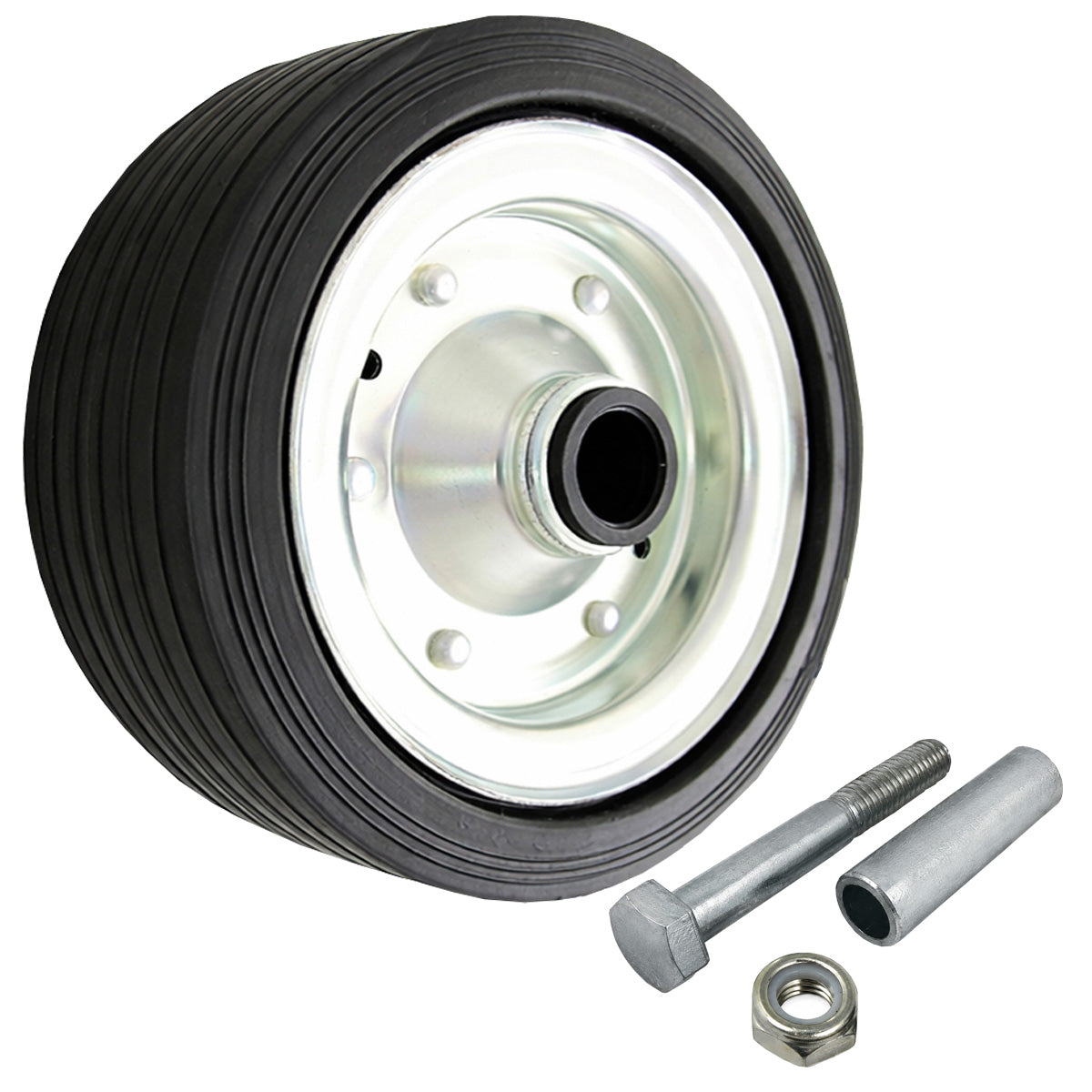 Metall-Gummiräder 200 mm mit Montage-Set – robuste Räder für Transport & Industrie Code: 61F