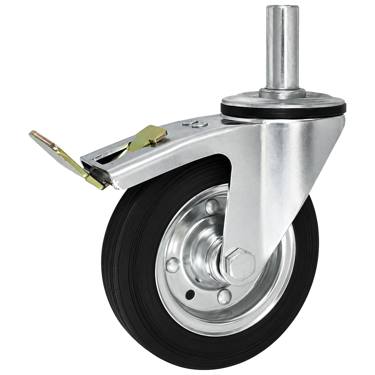 Metall-Gummiräder mit Befestigungsstift und Bremse Lenkrollen  Ø160 mm Code: 46H*27