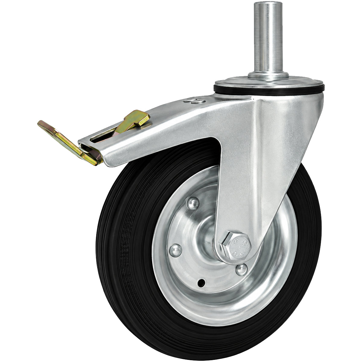 Metall-Gummiräder mit Befestigungsstift und Bremse Lenkrollen  Ø200 mm Code: 66H*28