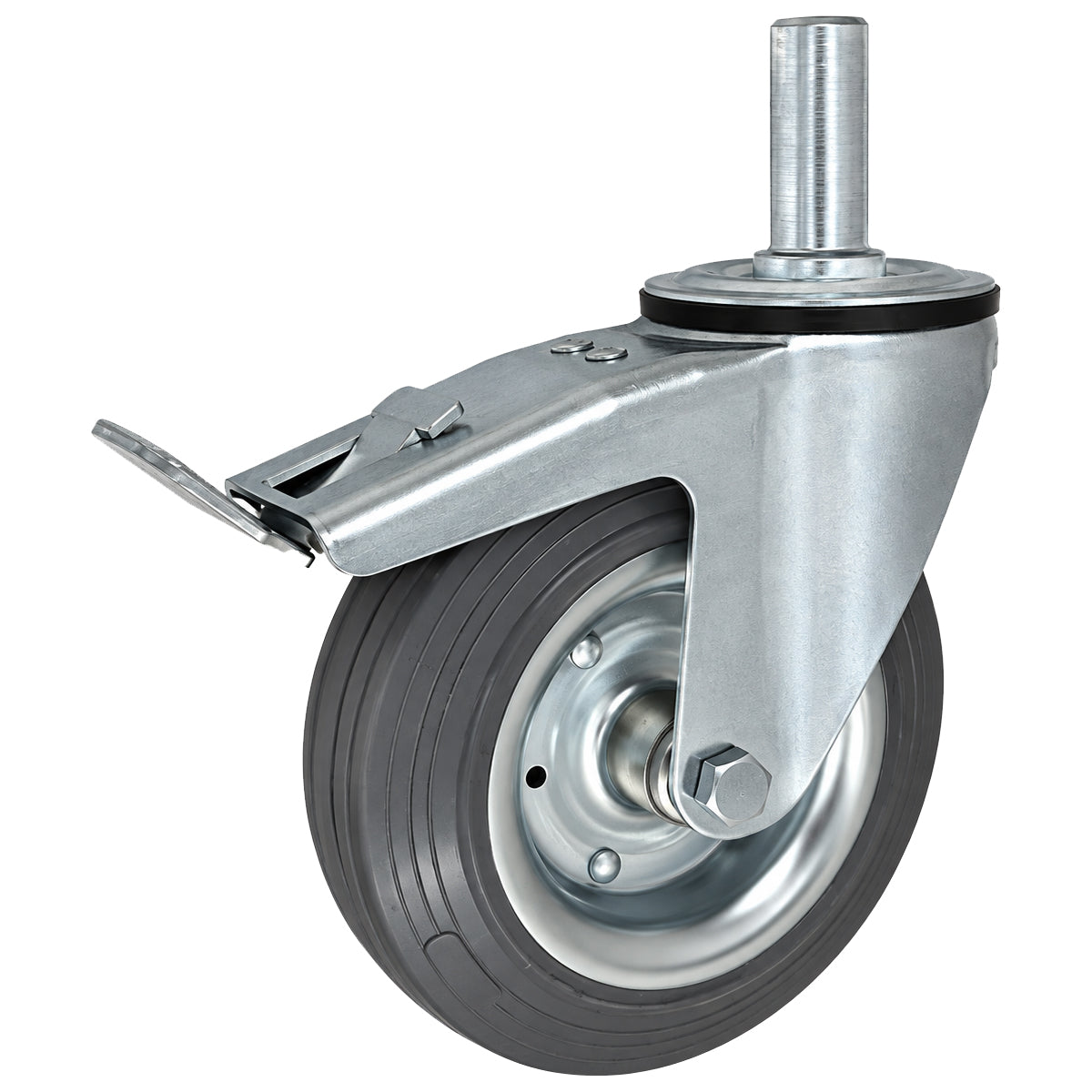 Metall-Gummiräder mit Befestigungsstift und Bremse Lenkrollen  Ø200 mm Code: 66SH*25