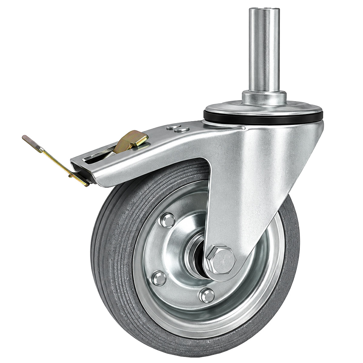 Metall-Gummiräder mit Befestigungsstift und Bremse Lenkrollen  Ø160 mm Code: 46NSH*25