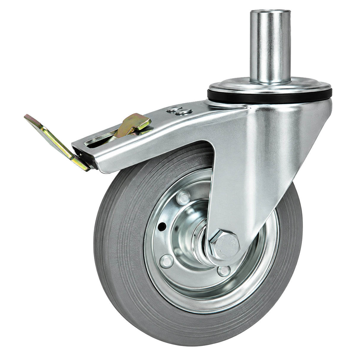 Metall-Gummiräder mit Befestigungsstift und Bremse Lenkrollen  Ø160 mm Code: 46SH*32