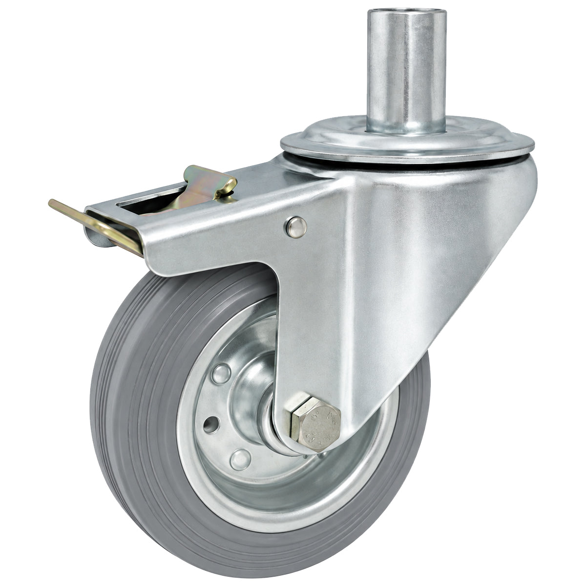 Metall-Gummiräder mit Befestigungsstift und Bremse Lenkrollen  Ø100 mm Code: 16SH*24