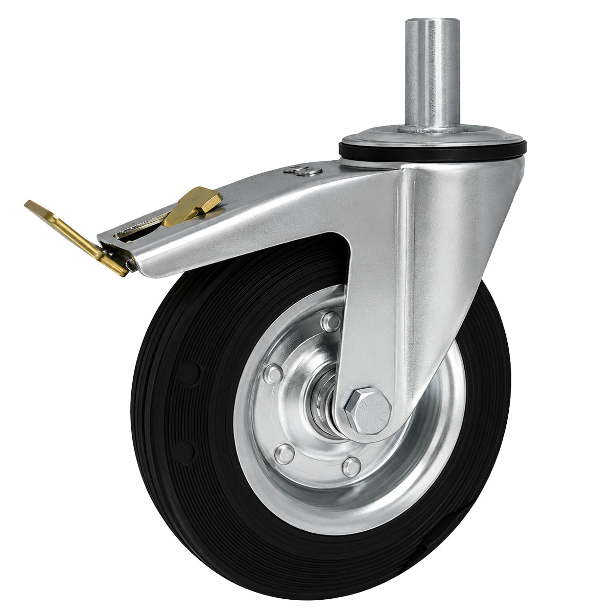 Metall-Gummiräder mit Befestigungsstift und Bremse Lenkrollen  Ø200 mm Code: 66NH*27