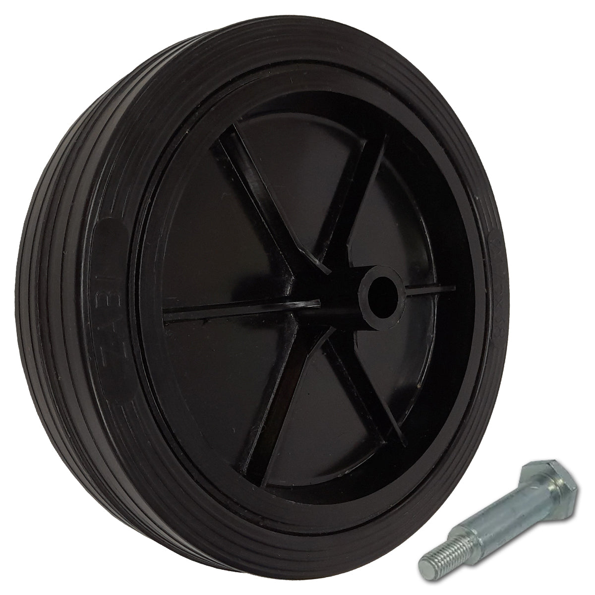 Rasenmäherrad 175 mm – Universal Ersatzrad aus Vollgummi + Montage-Set, Code: K175*M10