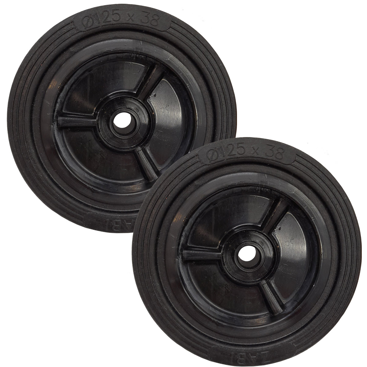 Rasenmäherrad 125 mm – Universal Ersatzrad aus Vollgummi für Rasenmäher, Code: K125