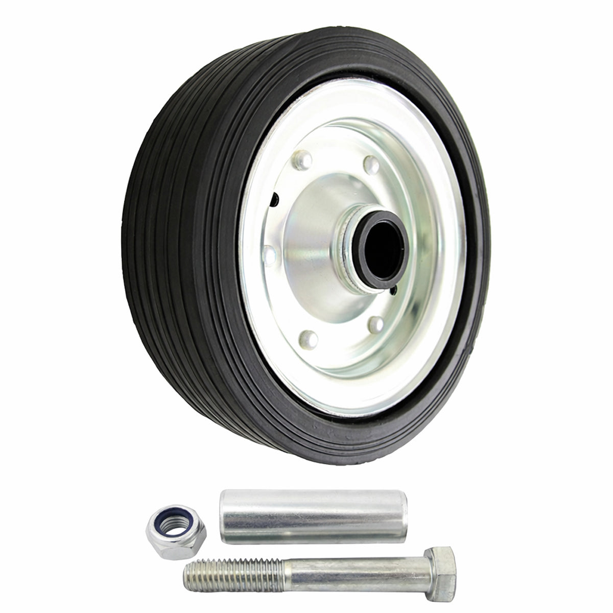 Metall-Gummiräder 200 mm mit Montage-Set – robuste Räder für Transport & Industrie Code: 61F