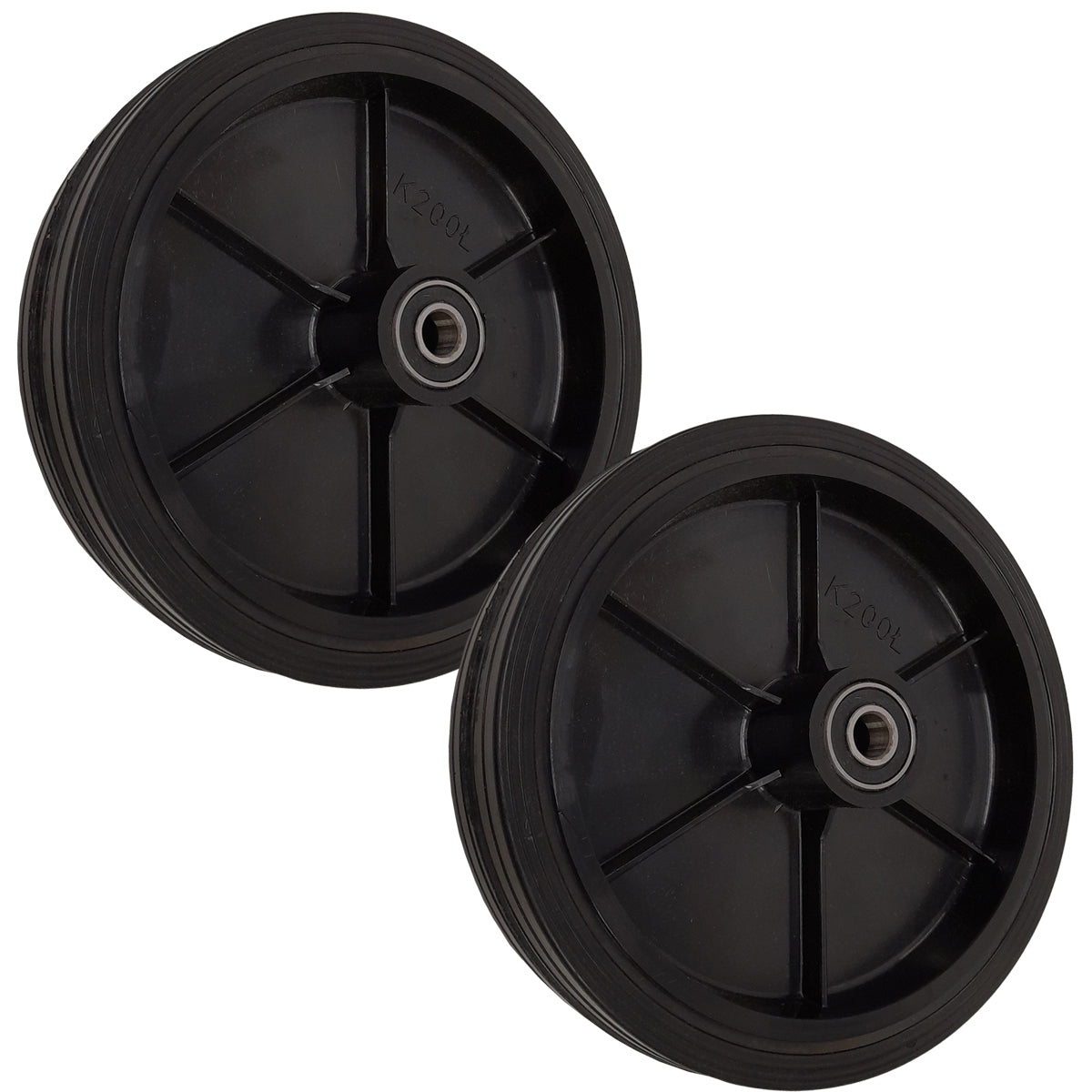 Rasenmäherrad 200 mm – Universal Ersatzrad aus Vollgummi mit Kugellager, Code: K200LL