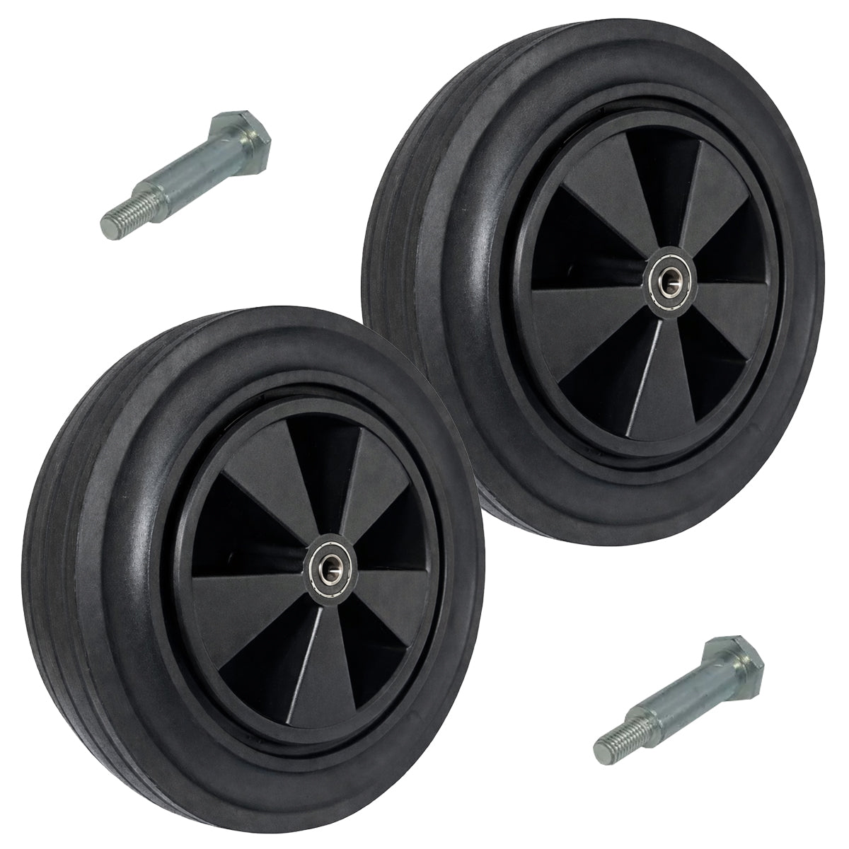 Rasenmäherrad 290 mm – Universal Ersatzrad aus Vollgummi mit Kugellager + Montage-Set, Code: K290LL*M8