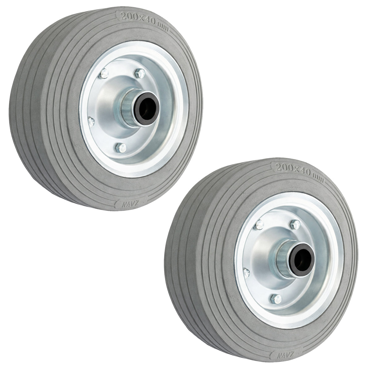 Ersatzrad Ø200 mm – Graues, nicht abfärbendes Vollgummi Industrierad für Transportwagen, Code: 60NS