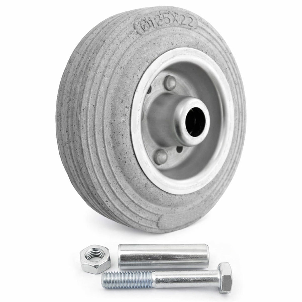 Metall-Gummiräder 125 mm mit Montage-Set – robuste Räder für Transport & Industrie Code: 21S