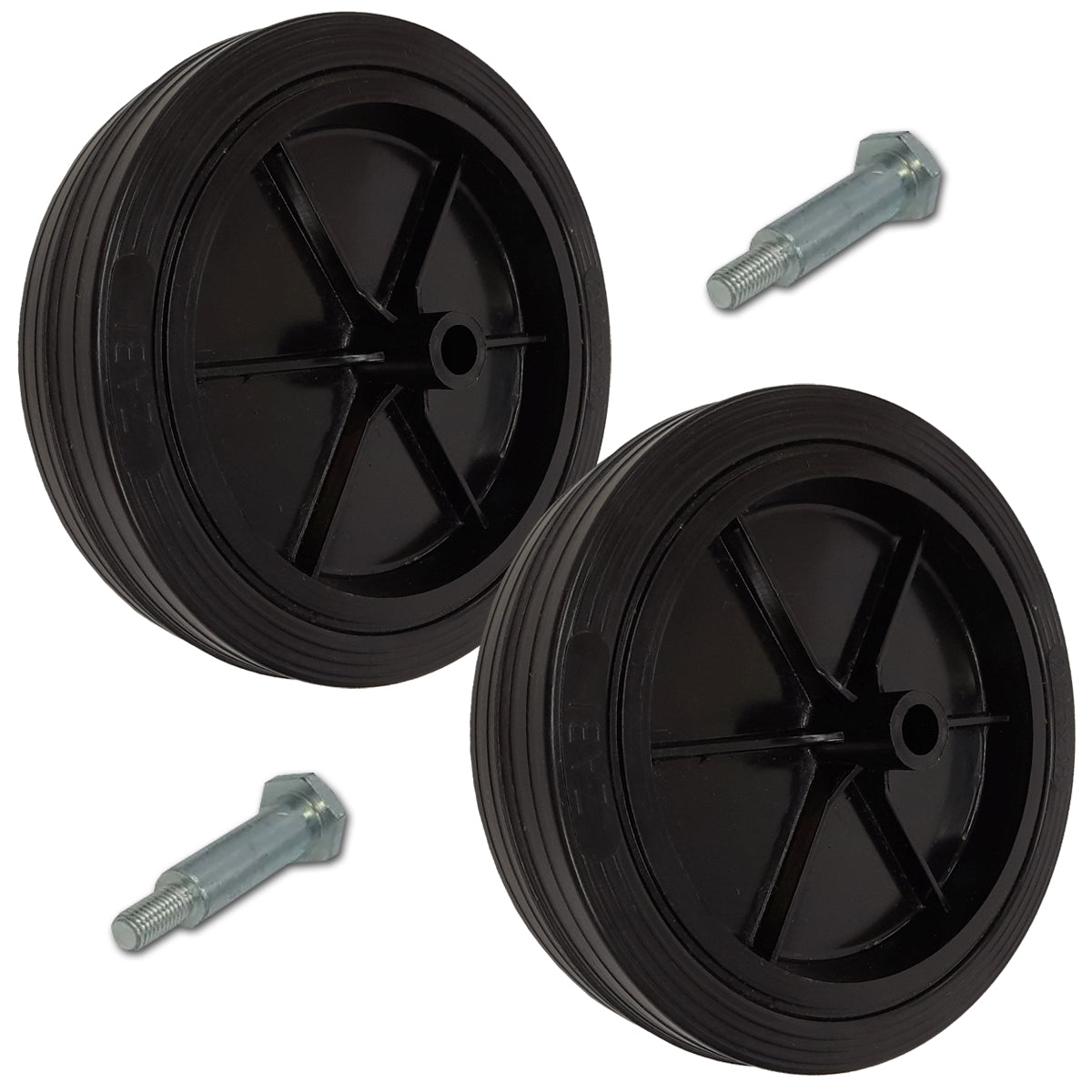 Rasenmäherrad 175 mm – Universal Ersatzrad aus Vollgummi + Montage-Set, Code: K175*M8