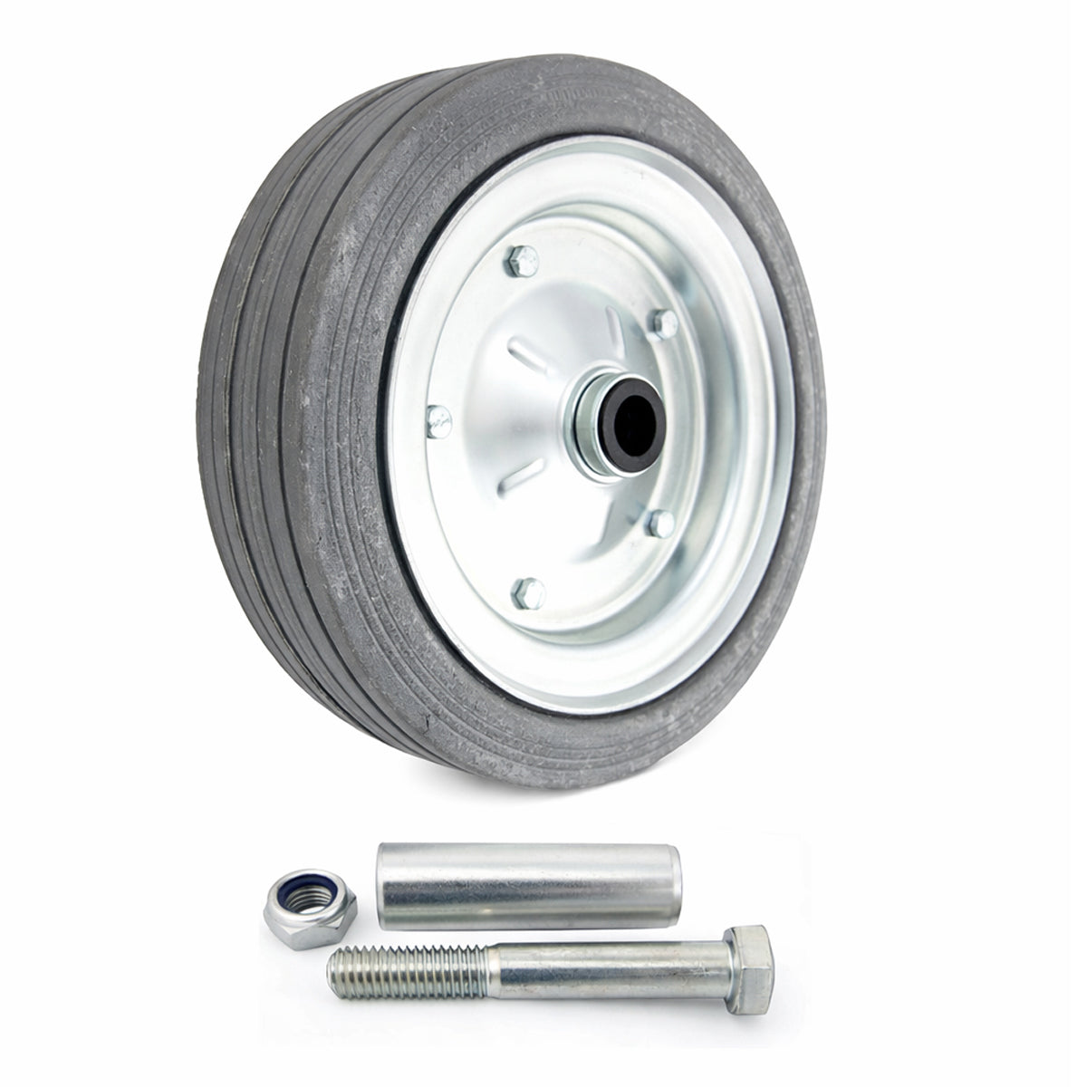 Metall-Gummiräder 250 mm mit Montage-Set – robuste Räder für Transport & Industrie Code: 91S