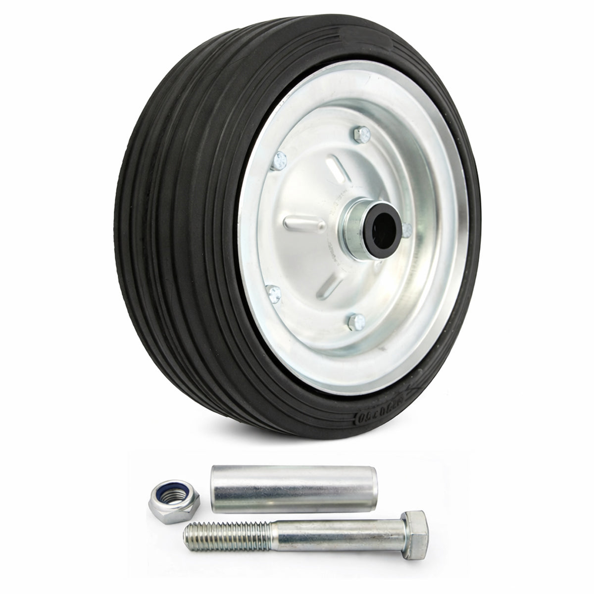 Metall-Gummiräder 250 mm mit Montage-Set – robuste Räder für Transport & Industrie Code: 91