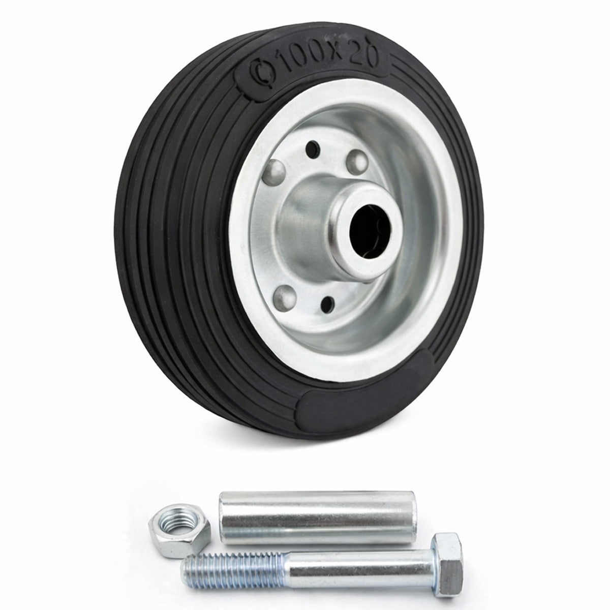 Metall-Gummiräder 100 mm mit Montage-Set – robuste Räder für Transport & Industrie Code: 11