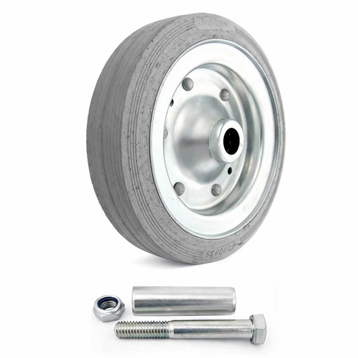 Metall-Gummiräder 200 mm mit Montage-Set – robuste Räder für Transport & Industrie Code: 61S