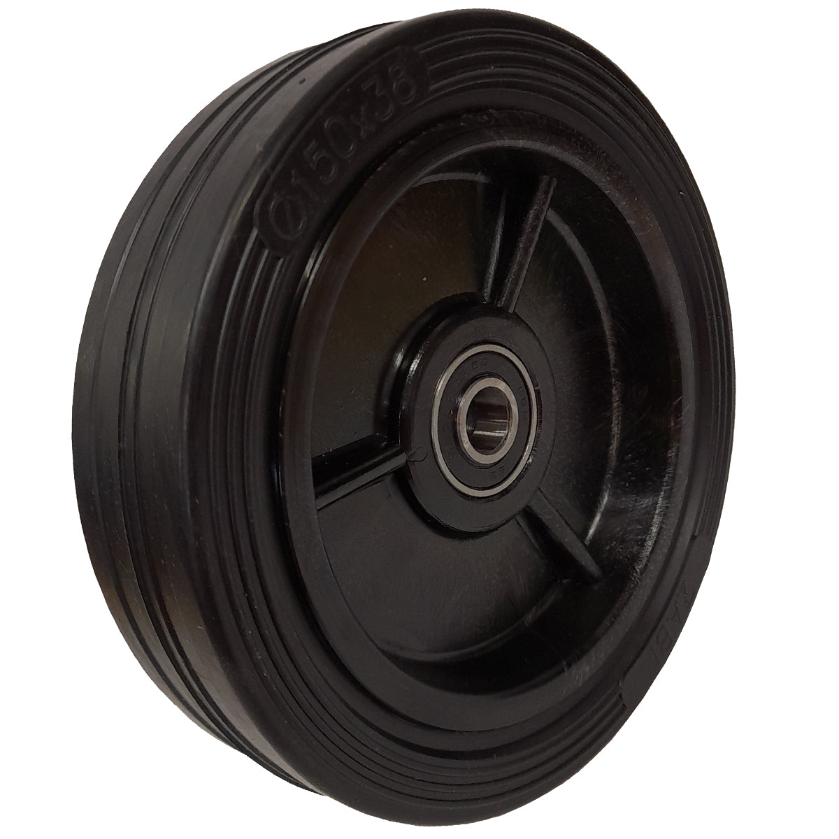 Rasenmäherrad 150 mm – Universal Ersatzrad aus Vollgummi mit Kugellager, Code: K150LL