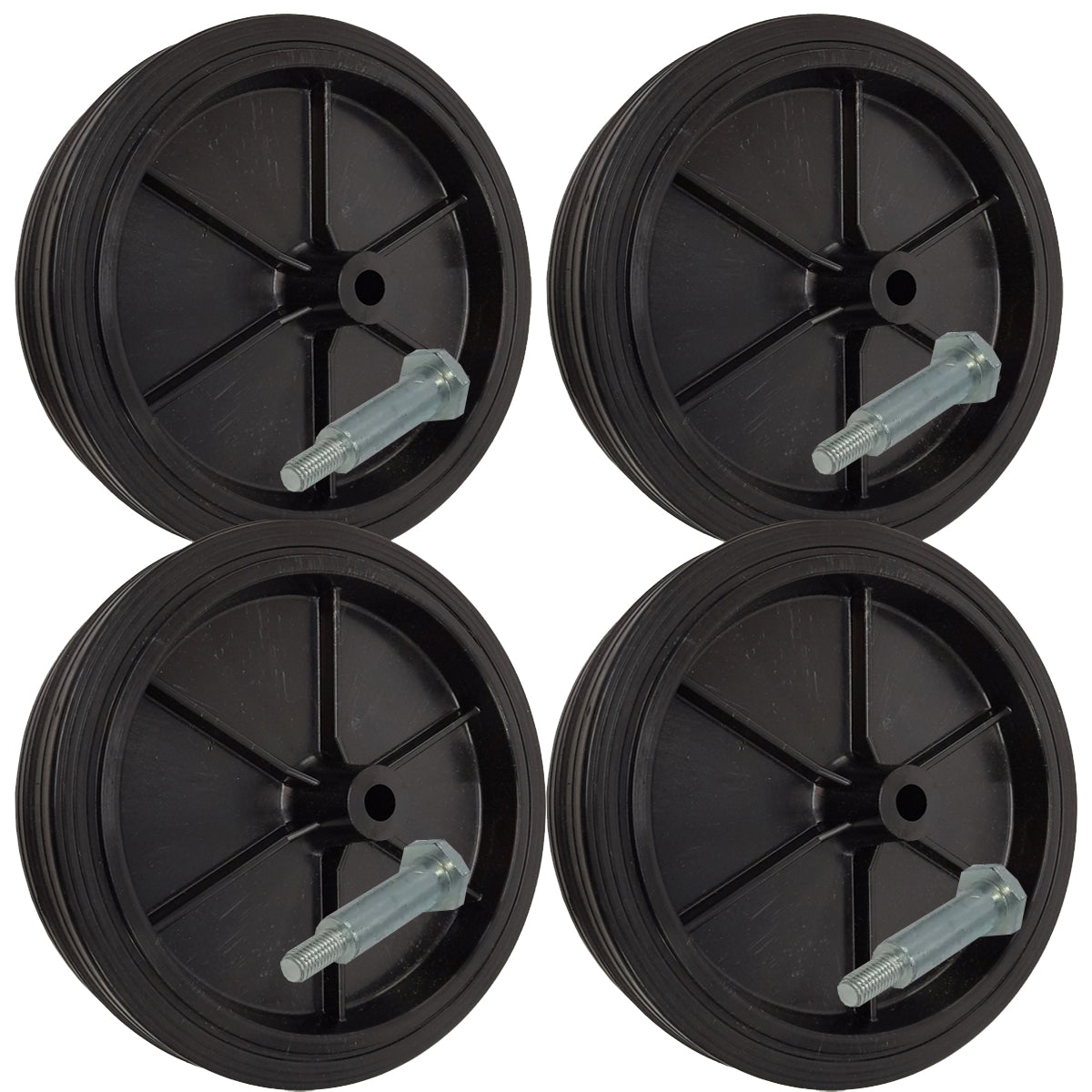 Rasenmäherrad 200 mm – Universal Ersatzrad aus Vollgummi + Montage-Set, Code: K200*M8