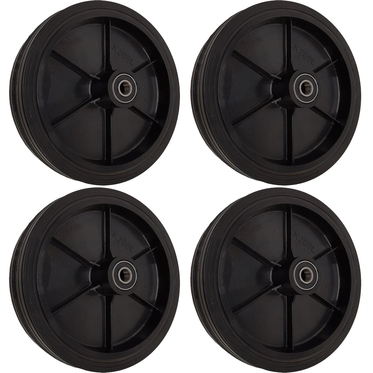 Rasenmäherrad 200 mm – Universal Ersatzrad aus Vollgummi mit Kugellager, Code: K200LL