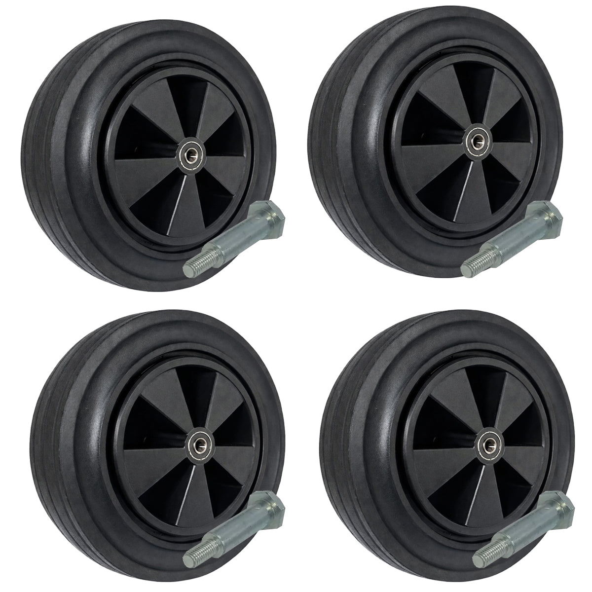 Rasenmäherrad 290 mm – Universal Ersatzrad aus Vollgummi mit Kugellager + Montage-Set, Code: K290LL*M10