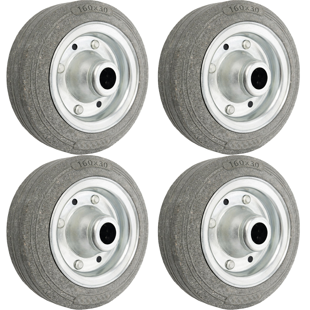 Ersatzrad Ø160 mm – Graues, nicht abfärbendes Vollgummi Industrierad für Transportwagen, Code: 40S