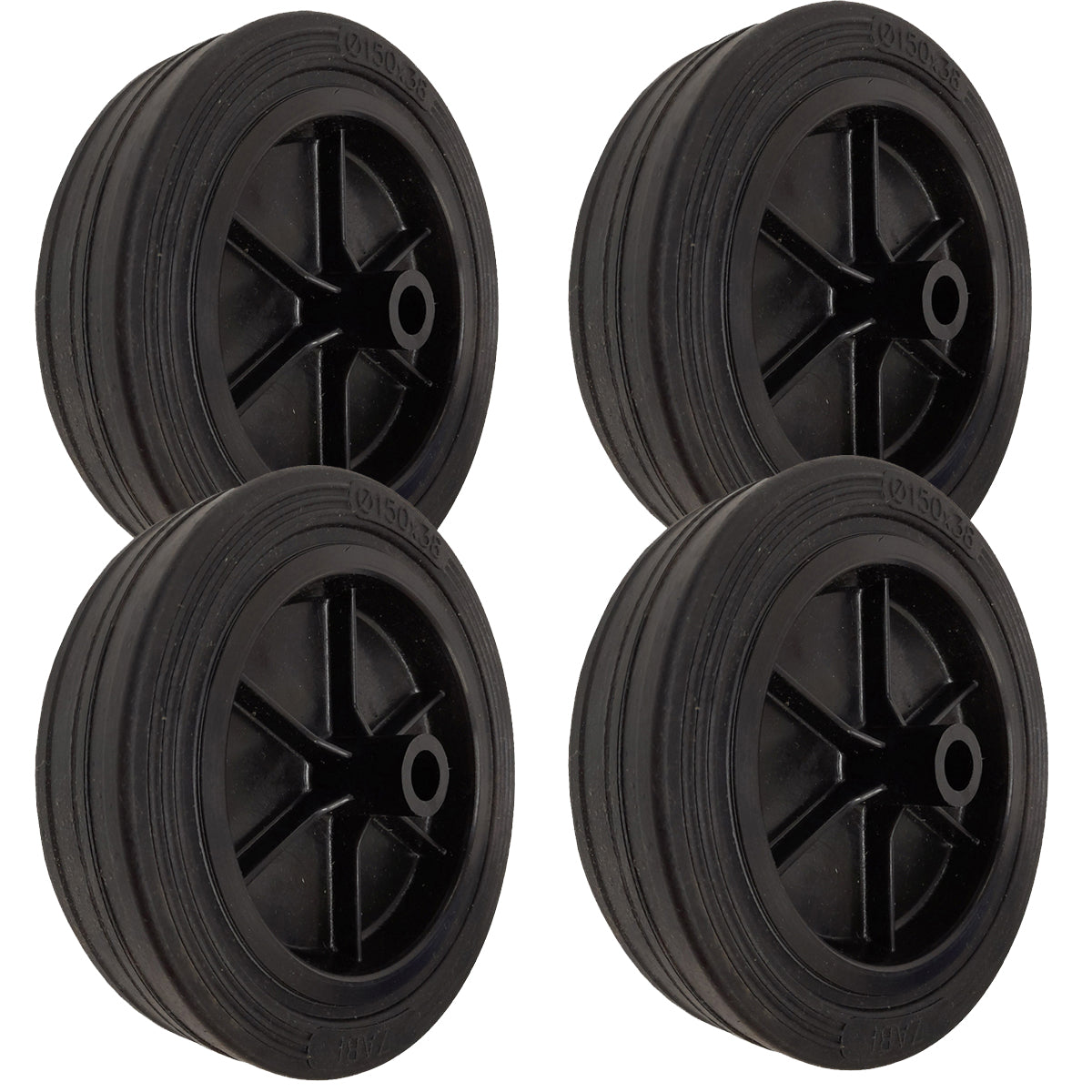 Rasenmäherrad 150 mm – Universal Ersatzrad aus Vollgummi für Rasenmäher, Code: K150