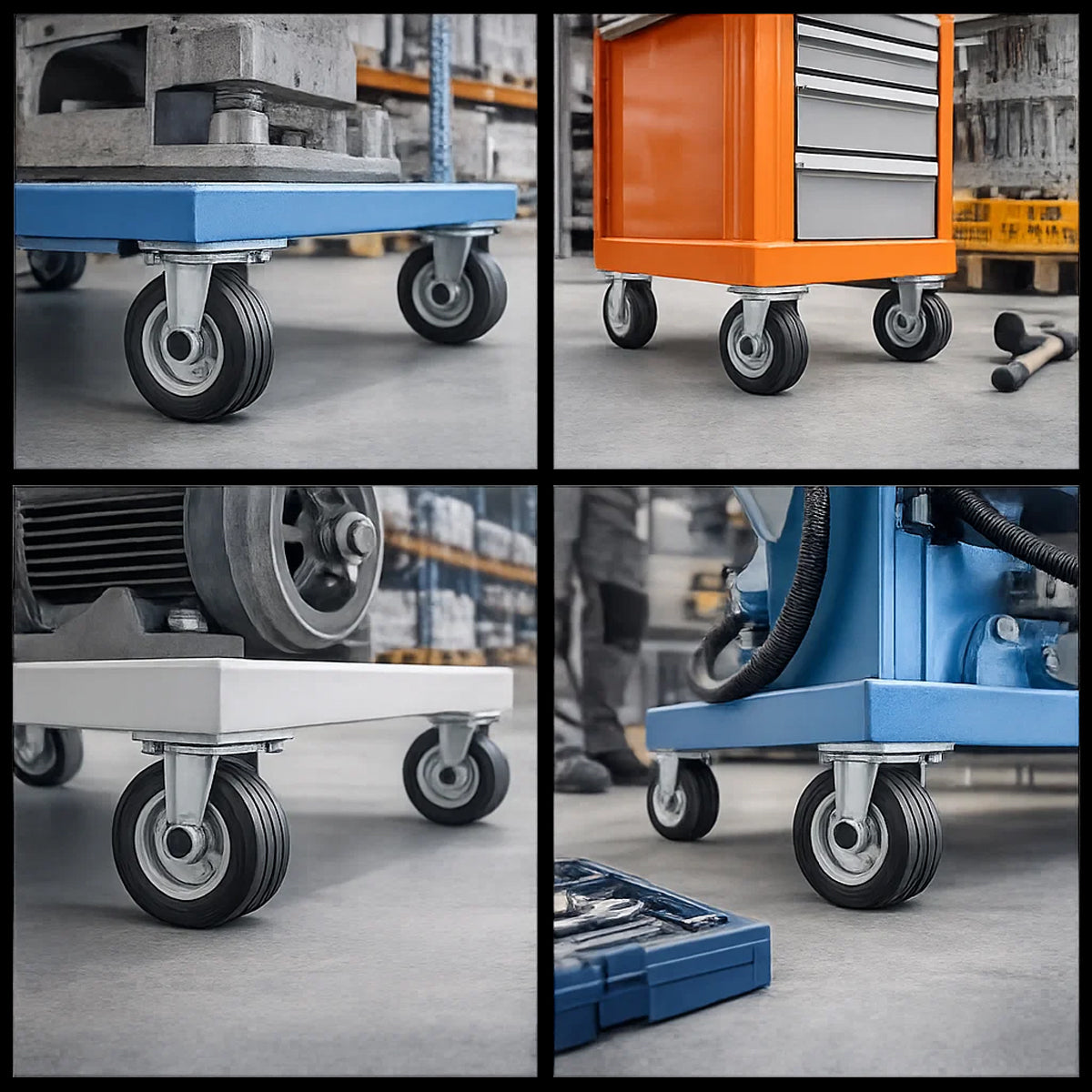 Metall-Gummiräder 200 mm mit Montage-Set – robuste Räder für Transport & Industrie Code: 61N