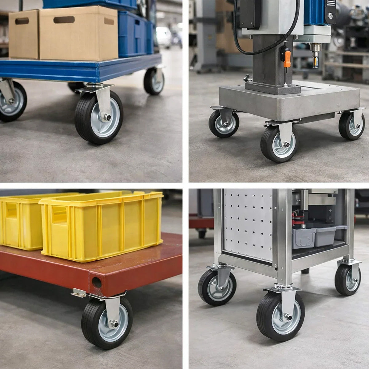 Metall-Gummiräder 200 mm mit Montage-Set – robuste Räder für Transport & Industrie Code: 61