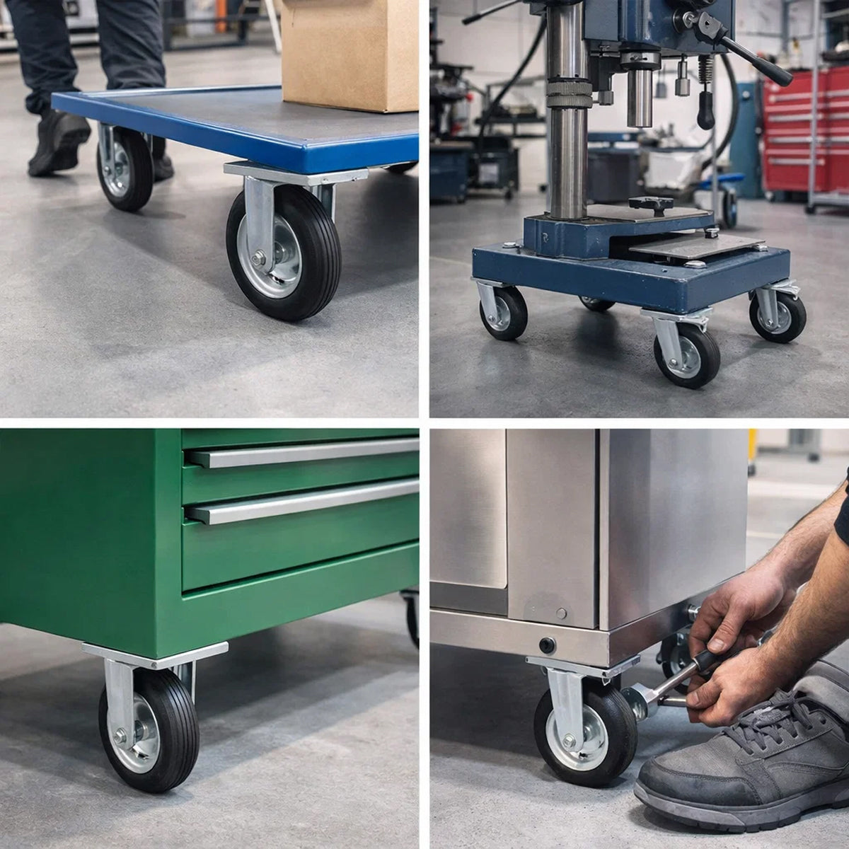 Metall-Gummiräder 200 mm mit Montage-Set – robuste Räder für Transport & Industrie Code: 61