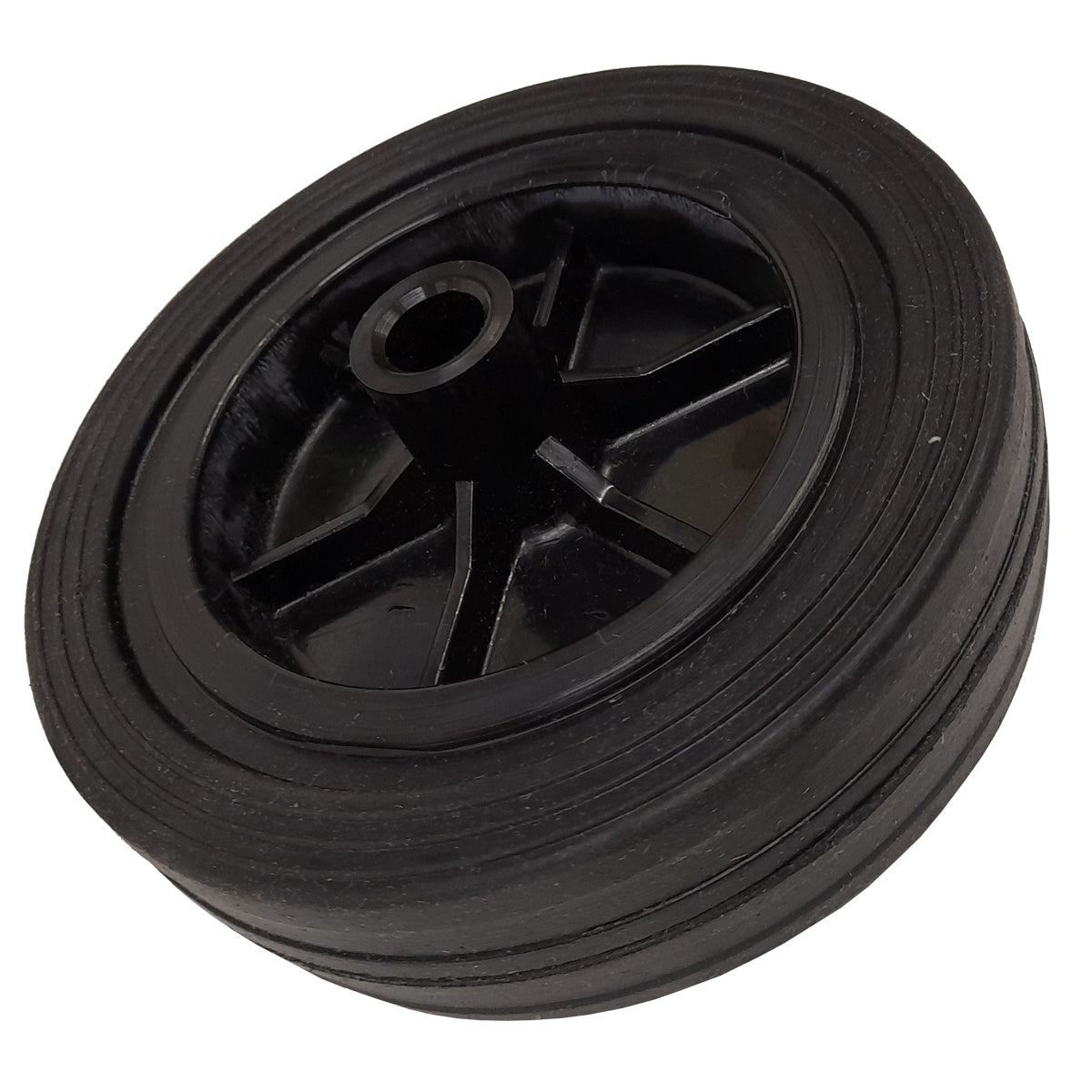 Rasenmäherrad 125 mm – Universal Ersatzrad aus Vollgummi + Montage-Set, Code: K125*M10