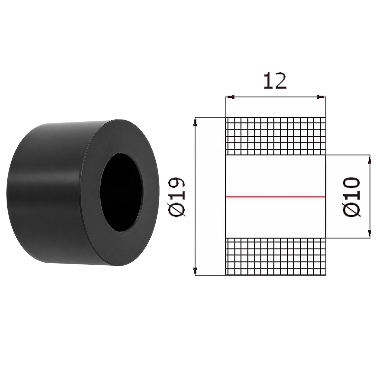 Polyamid Rolle Ø19 mm mit Gleitlager Kunststoffrolle Industrierollen RB-19-12/10