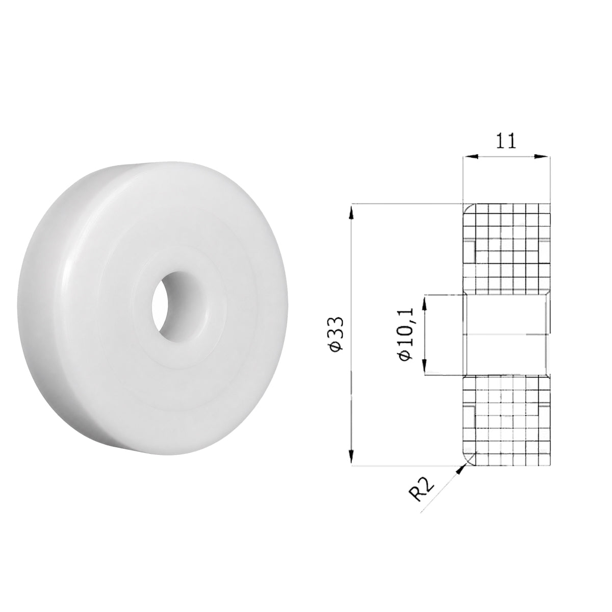 Polyamid Rolle Ø 33 mm mit Gleitlager Kunststoffrolle Industrierollen RB-33W
